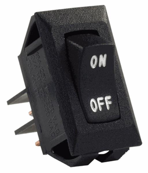 Picture of JR Products Rocker On/Off Switch Labeled Black, 5pack Part# 19-1839   12591-5