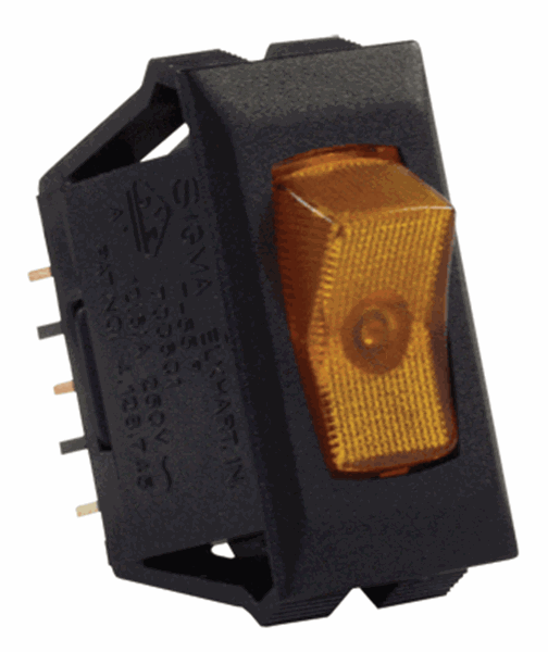 Picture of JR Products Rocker Switch 12V Lighted Amber Part# 19-1878   12555