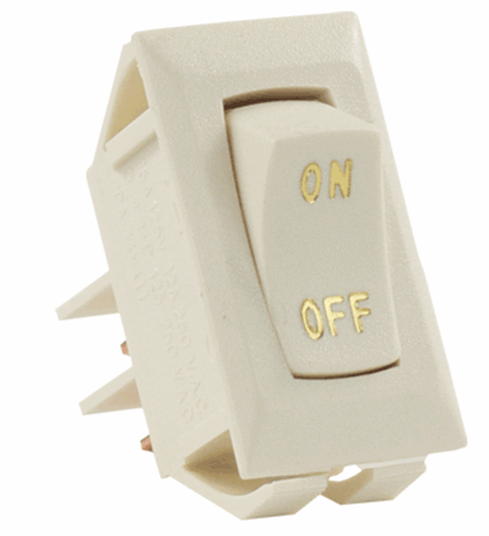 Picture of JR Products Rocker On/Off Switch 12V Ivory/Gold, 5pack Part# 19-1841   12611-5