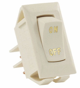 Picture of JR Products Rocker On/Off Switch 12V, Ivory/Gold Part# 19-1857   12615