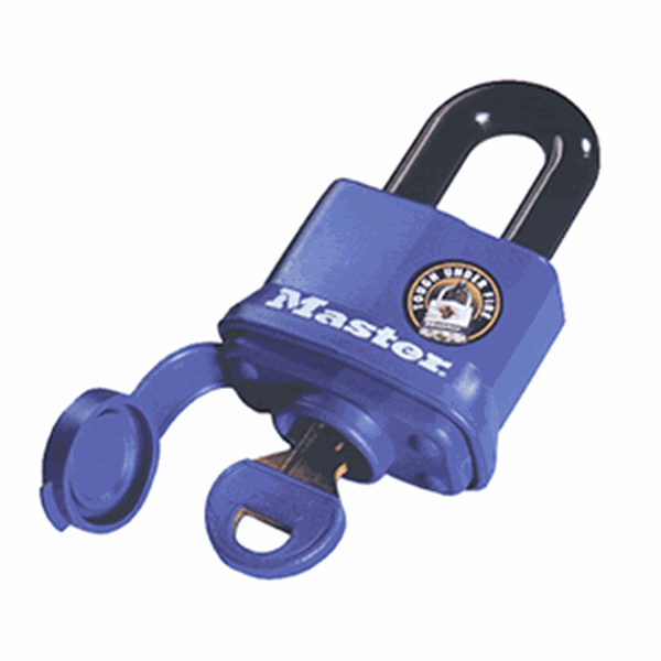 Picture of Padlock; Key Type; 9/32 Inch Shackle Diameter/ 1-9/16 Inch Body Width; 1-1/16 Inch Height x 5/8 Inch Width Shackle Clearance; Blue; Steel Part# 20-1199    312TRI
