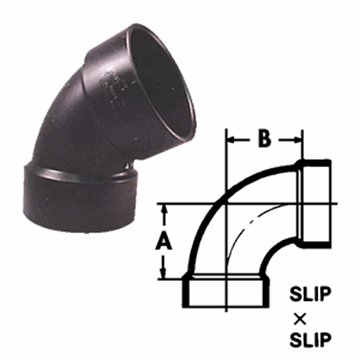 Picture of ABS 1/4 BEND 3" SLIPXTHREAD Part# 20828 6322531
 CP 493