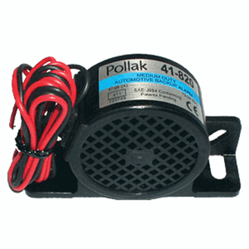 Picture of Backup Alarm; Medium Duty; Single Level 97 Decibels; 12 To 24 Volt; Black; Glass Filled Nylon Housing; Steam Cleanable/Pressure Washable; With Wire Leads Part# 31571 41-820 
