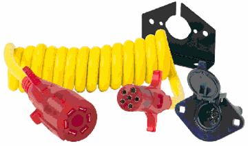 Picture of Trailer Wiring Connector Adapter; Endurance ™; 7-Way Blade To 6-Way Pin Wire Flat With Nite Glow ™; 8 Foot Stretch Flex-Coil ™; With 6-Way Pin Socket and Mounting Bracket Part# 39754 