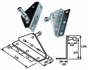 Picture of JR Products Gas Spring L-Shaped/Angled Support Bracket, 10MM Stud Part# 20-1071    BR-12552