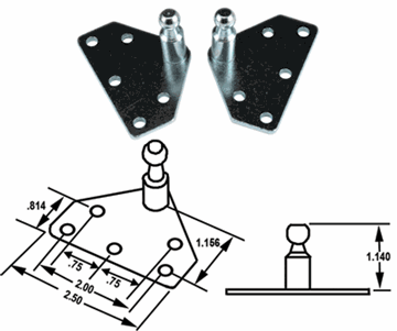 Picture of JR Products Gas Spring Flat-Style Support Bracket, 10MM Stud Part# 20-1067    BR-10336