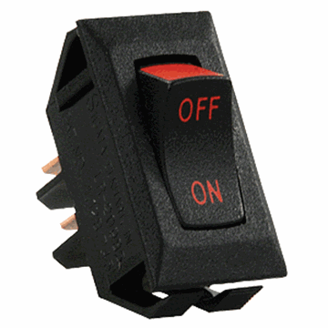 Picture of JR Products Rocker On/Off Switch 14V Labeled Red/Black Part# 19-2019   13655