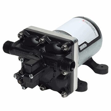 Picture of Fresh Water Pump; Revolution ™; Automatic Demand Pump; Internal By-Pass; 3 Gallon Per Minute; Shuts Off At 55 PSI; 8.1 Inch Length x 4.9 Inch Width x 4.3 Inch Height Part# 20112 4008-101-E65 