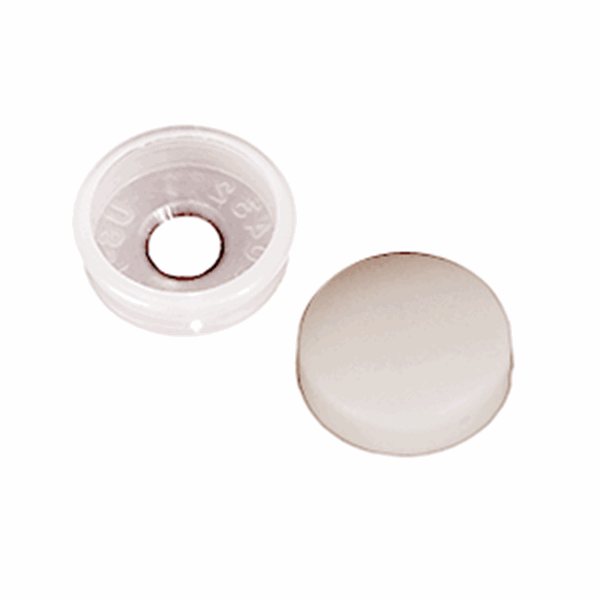 Picture of Screw Cover; Use To Cover Screws For A Finished Look; Fits Screws Up To #12 And Bolts Up To 1/4 Inch; Snap Over; Round; White; With Collar; Set Of 14 Part# 20-0901  H601