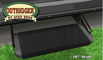 Picture of Entry Step Rug; Outrigger ®; Wrap Around Hook And Spring; 18 Inch Width; Black Onyx; Micro-Ribbed Textured; Olefin Fiber; With Shrink-wrap And Sleeve; Single Part# 44790 2-0314 