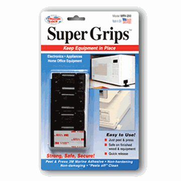 Picture of RV Travel Safety Strap; Super TV Grips ™; Use To Hold 13 Inch TVs With VCR; Holds Up To 25 Pound Weight; Peel And Press Adhesive Attachment; White Part# 03-0512  MRV-200WT
