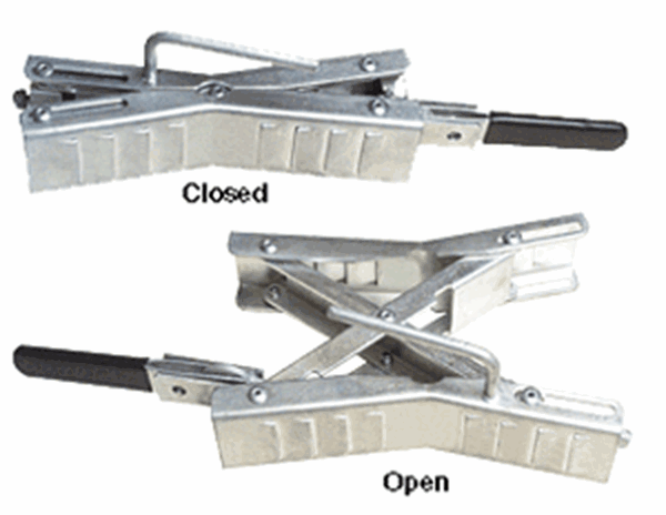 Picture of Wheel Chock; Eliminates Front And Back Motion Of Tandem Axle Trailers And Fifth Wheel Trailers; Collapses To 1-1/2 Inch Height And Expands To 5 Inch Height Part# 17-0265 21-001060 