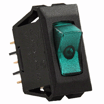 Picture of JR Products Rocker On/Off Switch 14V Lighted Green Part# 19-1959    13695