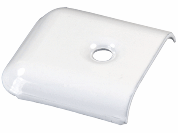 Picture of Side Molding End Cap; 1-1/4 Inch Length x 1-3/8 Inch Width x 1/4 Inch Depth; Polar White; Metal; Set Of 4 Part# 20-1146  49655