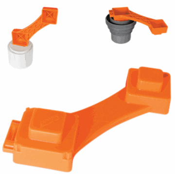 Picture of Sewer Cleanout Wrench; RhinoFLEX ™; For 3 to 4 Inch Male or Female Plugs or For Slotted and Flush Sewer Plugs or For Use With 4-in-1 Connectors; Plastic; Orange Part# 20733 39755 