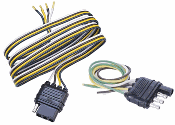 Picture of Trailer Wiring Connector; 4-Way Flat; 48 Inch Vehicle And 12 Inch Trailer; With Wire Functions Printed On Wire For Reference Part# 30247 