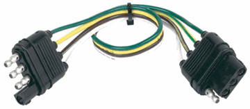 Picture of Trailer Wiring Connector Extension; Fits 4 Wire Flat Plug; 12 Inch Length; Single Part# 30312