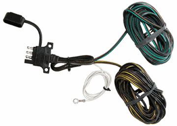 Picture of Trailer Wiring Connector; Trailer Side; 4-Way Flat; 20 Foot Length; Y-Harness Wires Extend To Both Taillights Part# 30496 