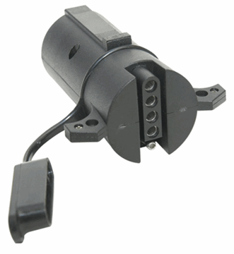 Picture of Trailer Wiring Connector Adapter; 7-Way Blade To 5 Flat; Fits Marine Trailers Equipped With Surge Brakes; With Dust Cover Part# 30692