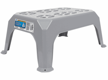 Picture of Step Stool; One Step; Not Foldable; 9-1/4 Inch Length × 10-7/8 Inch Width × 17-3/8 Inch Height; 300 Pound Capacity; Gray; Plastic Part# 48992 43470 