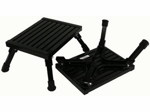Picture of Step Stool; One Step With Non-Slip Strips And Rubber Leg Tips; Foldable; 19 Inch Width × 15 Inch Length x 8 Inch Height; 1000 Pound Capacity; Black; Aluminum; Large Part# 80789 F-08C-BLK