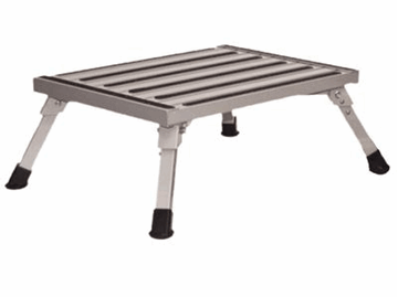 Picture of Step Stool; One Step With Non-Slip Strips And Rubber Leg Tips; Foldable; 19 Inch Width × 15 Inch Length x 8 Inch Height; 1000 Pound Capacity; Silver; Aluminum; Large Part# 80799 F-08C-S 