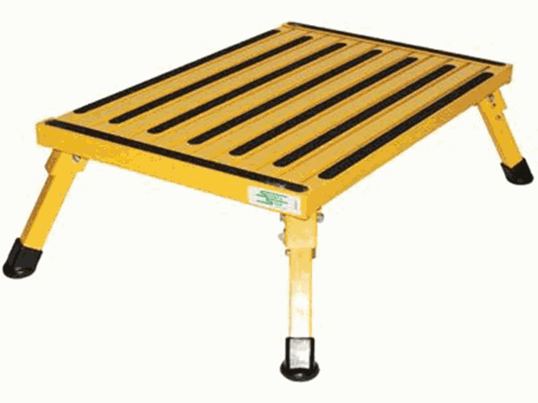 Picture of Step Stool; One Step With Non-Slip Strips And Rubber Leg Tips; Foldable; 19 Inch Width × 15 Inch Length x 8 Inch Height; 1000 Pound Capacity; Yellow; Aluminum; Large Part# 80801 F-08C-Y