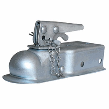 Picture of Trailer Coupler; Straight 2-1/2 Inch Wide Channel Mount; Bolt-On; 2000 Pound Gross Trailer Weight Capacity; 1-7/8 Inch ball; Wedge Latch; Raw Part# 87071 