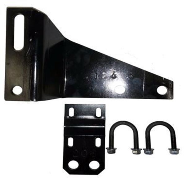 Picture of Steering Stabilizer Bracket; With Part Number 55-124-6 Anchor Bracket/ Part Number 55-208 Tie Rod Bracket/ 3/8 X 1-3/4 Inch U-Bolt Kit Part# 31301 S-124K3 