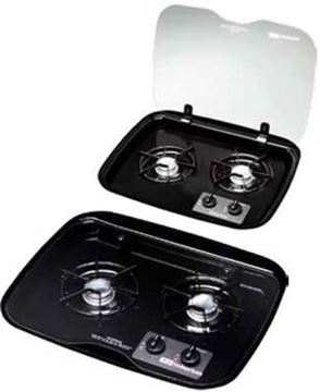 Picture of Stove Top Cover; Fits Suburban Cooktop SDN2; Flush Mount; Black; Opaque; Glass Part# 73-1612    3084A