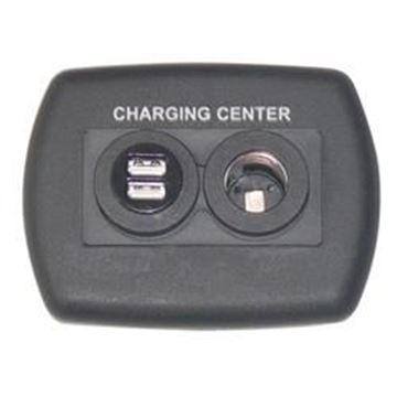 Picture of Power Port Socket; Diamond Group; For 12 Volt Charging; Black; With Wall Plate Part# 72-6666    DG61023VP