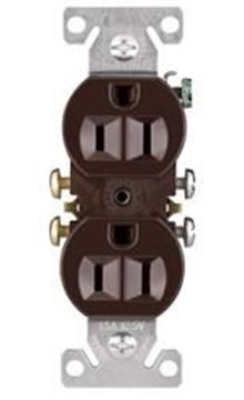 Picture of Cooper Wire Duplex Receptacle 15A/125V, Brown Part# 19-3814   270B