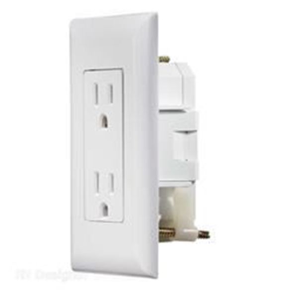 Picture of RV Designer Dual Receptacle 125V W/ Cover plate, White Part# 19-2416   S811
