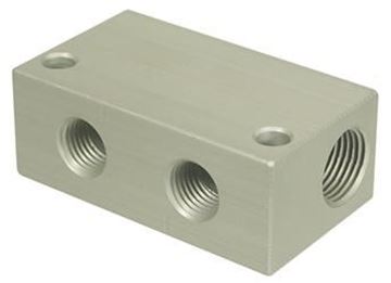 Picture of MB Sturgis Distribution Block, 3/8" Inlet X Two 1/4" 3/8" Outlet Part# 15-2096    402314