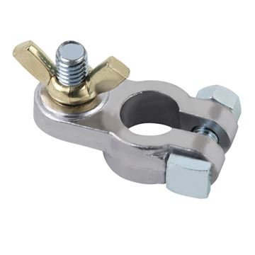 Picture of Battery Terminal; Deka; Universal Marine Clamp Style/ Wing Nut Terminal; Top Post; Bare; Natural; Lead; Single Part# 19-1343   05307