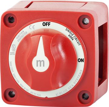 Picture of Battery Disconnect Switch; 48 Volts DC; Single Circuit ON-OFF; 300 Amps; Red Part# 55-0897   6006-BSS