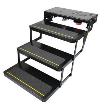 Picture of Entry Step; Series 25; Triple Electric Folding Step; 24 Inch Tread Width x 9 Inch Depth; With 8 Inch Rise; Up To 300 Pound Weight Capacity Part# 61749 902509000 