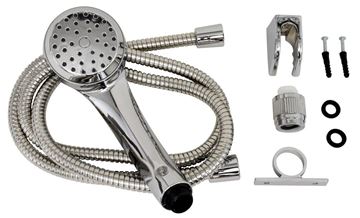 Picture of Shower Head; Air Fusion; Hand-Held With 60 Inch Stainless Steel Hose; With Single Function Spray Setting; Polished Chrome Plated Part# 10-0252 PF276048