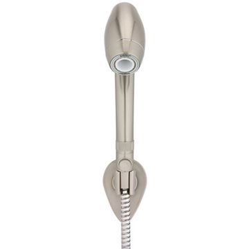 Picture of Shower Head; BodySpa ®; Hand Held With 60 Inch Hose; With 2 Function Spray Settings; 1.8 Gallon Per Minute Flow Rate; 1-1/2 Inch Diameter; 8-1/4 Inch Length; Brushed Nickel Part# 26488