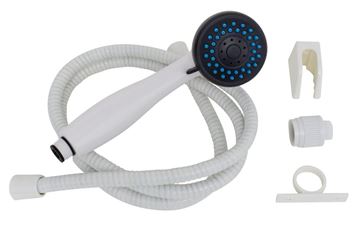 Picture of Shower Head; Hand-Held With 60 Inch Vinyl Hose; With 3 Function Spray Setting; White; Plastic Part# 28606 PF276054