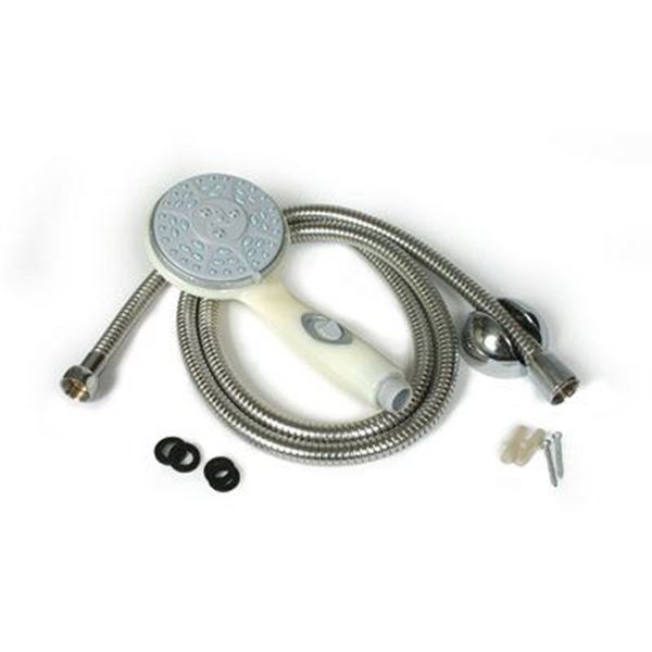 Picture of Shower Head; Hand Held With 60 Inch Hose; With 5 Available Spray Settings; With On/ Off Valve; Fits Standard 1/2 Inch Shower Arm; Off-White Part# 21002 43715 