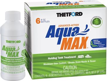 Picture of Waste Holding Tank Treatment; AquaMax®; Biological Treatment Used To Break Down Waste And Tissue; Treats 40 Gallon Holding Tank; 8 Ounce Bottle; Package Of 6 Treatments Part# 03-5442  96689