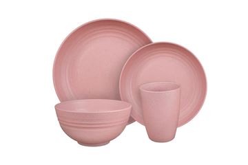 Picture of Dish Set; 8 Piece Set; Rustic Red; Without Design; Recycled Polypropylene And Wheat Straw  Part #14-2061
