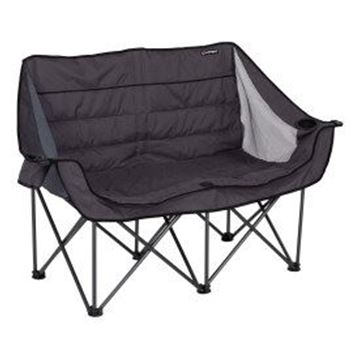 Picture of Camping Chair; Loveseat; 58-1/2 Inch Length x 36-1/4 Inch Height x 24-1/2 Inch Depth; 500 Pound Weight Capacity; Foldable; Dark Gray  Part #06-8443