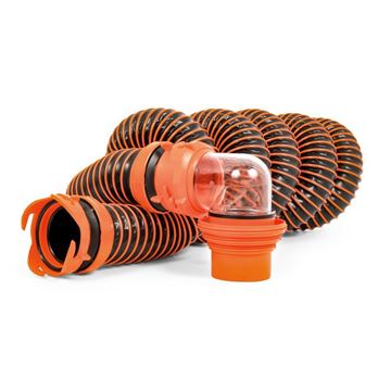 Picture of Sewer Hose; RhinoEXTREME ™; 15 Foot Length; Black Hose; With Rhino Swivel Fittings/ Locking Rings and Storage Caps Part# 20305 39681 
