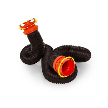 Picture of Sewer Hose; RhinoFLEX ™; 10 Foot Length Extension; 23 Mils Polyolefin Reinforced With Steel Wire; Black Hose; With Swivel Lug and Swivel Bayonet Fittings and Reusable Locking Ring Part# 20452 39764 