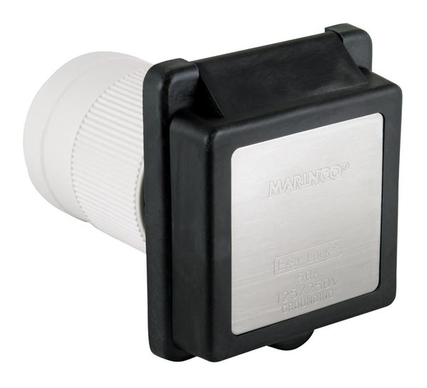 Picture of Marinco Outdoor/Indoor Receptacle 50A/125/250V Part# 19-1690   6353ELRV.BLK