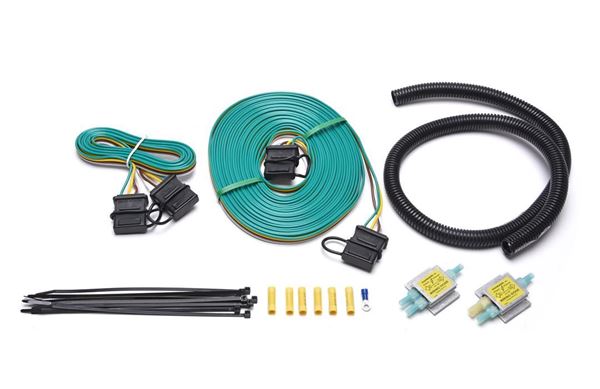 Picture of Towed Vehicle Wiring Kit; Universal Wiring; Two Hy-Power Diodes/ 27 Foot Strand Of 4 Wire Cord/ 6 Foot Power Cord/ 3 Foot Split Wire Loom/ Ring Terminal/ Cable Ties/ Six Wire Connectors Part# 150 