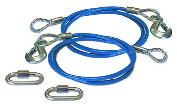 Picture of Trailer Safety Cable; 6000 Pound Rated; 64 Inch Length; Galvanized Steel; With Single Snap Hook; Set Of 2 Part# 38181 645 