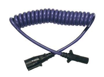 Picture of Trailer Wiring Connector Adapter; 7-Way Blade to 6-Way Pin; Coiled Wire Part# 30941 BX88206 